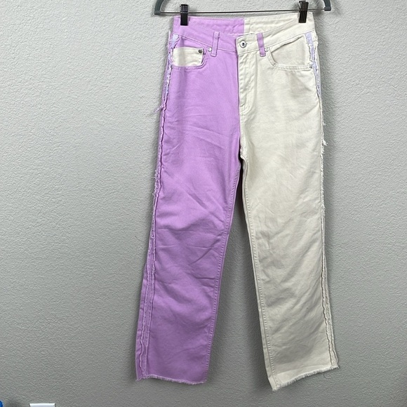 Ragged Priest Straight Leg Wonder Jeans 2 Tone Bicolor Beige Lilac Sz 26 - Picture 3 of 16